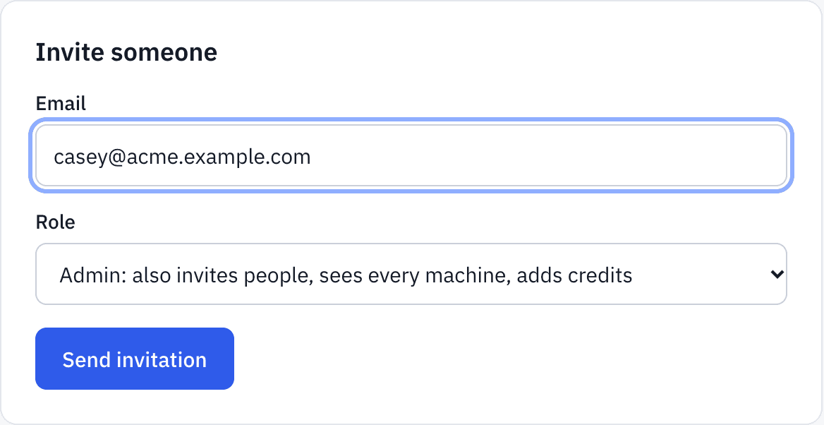 Inviting a colleague as an admin